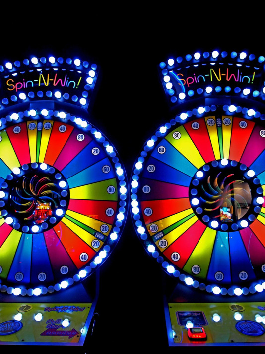 Live game show slot machine lights at Evolution Singapore casino